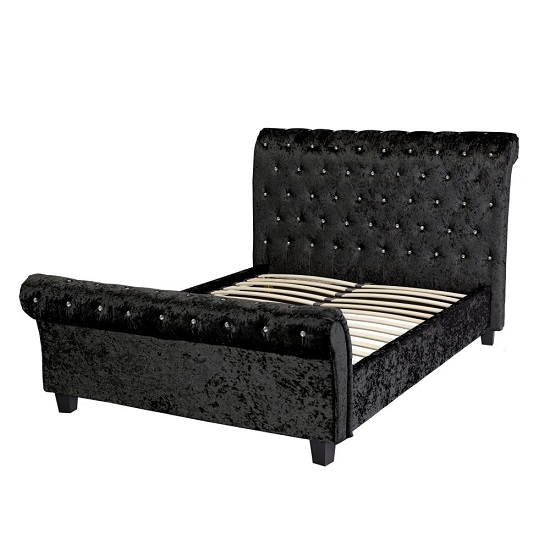 Inkpen King Size Bed In Black Crushed Velvet With Dark Legs_2